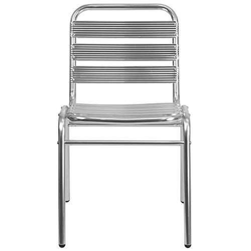 Flash Furniture 4 Pack Commercial Aluminum Indoor-Outdoor Restaurant Stack Chair with Triple Slat Back