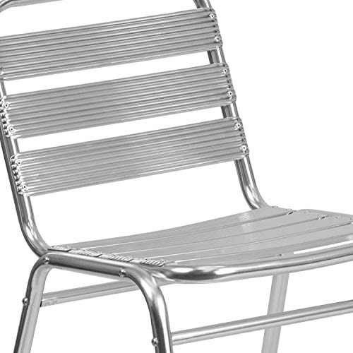 Flash Furniture 4 Pack Commercial Aluminum Indoor-Outdoor Restaurant Stack Chair with Triple Slat Back