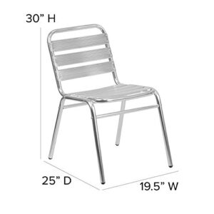 Flash Furniture 4 Pack Commercial Aluminum Indoor-Outdoor Restaurant Stack Chair with Triple Slat Back