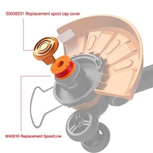 THTEN WA0010 Edger Spools Replacement for Worx WG180 WG163 Weed Wacker Eater String with WA6531 GT Spool Cover 50006531 String Trimmer Refills 10ft 0.065"(6 Spool, 2 Cap)