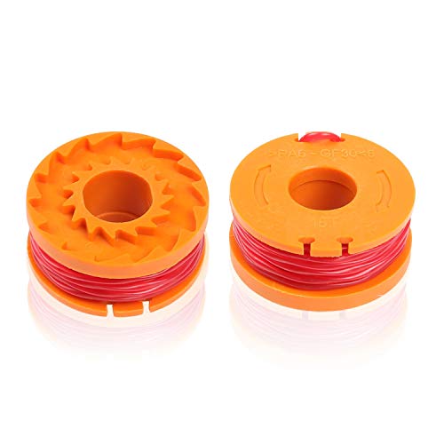 THTEN WA0010 Edger Spools Replacement for Worx WG180 WG163 Weed Wacker Eater String with WA6531 GT Spool Cover 50006531 String Trimmer Refills 10ft 0.065"(6 Spool, 2 Cap)