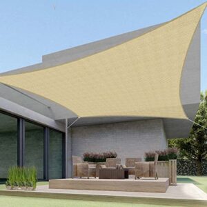 ecoopts 8’x8′ sun shade sail rectangle canopy cover for outdoor patio pergola backyard garden 180gsm hdpe fabric 95% uv blockage (sand)