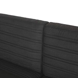 Christopher Knight Home Giovanna Outdoor 3 Seater Sofa, Dark Grey + Natural + Black Anodize