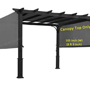 ALISUN Replacement Sling Canopy (with Ties) for 10 FT Pergola #S-J-110 & TP15-048C (Charcoal) (Canopy TOP ONLY)