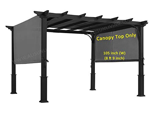 ALISUN Replacement Sling Canopy (with Ties) for 10 FT Pergola #S-J-110 & TP15-048C (Charcoal) (Canopy TOP ONLY)