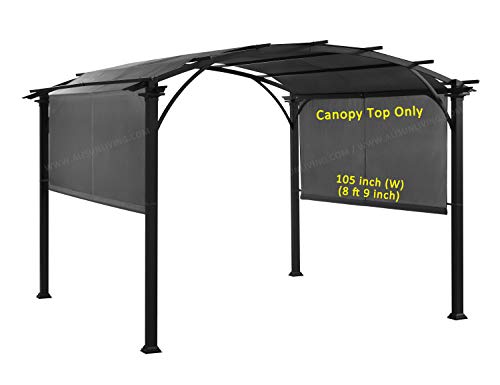 ALISUN Replacement Sling Canopy (with Ties) for 10 FT Pergola #S-J-110 & TP15-048C (Charcoal) (Canopy TOP ONLY)