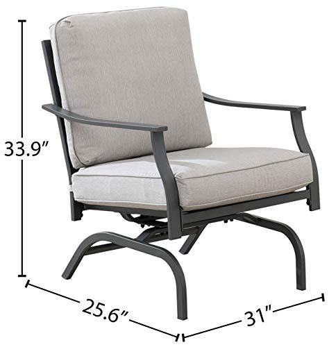 Amazon Brand - Ravenna Home Archer Steel-Framed Outdoor Patio Deep-Seat Chairs, Set of 2, 31"W, Gray