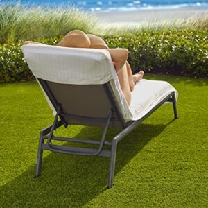 Boca Terry Chaise Lounge Cover - Cotton Terry Cloth Beach Chair Towel - Fitted Beach Towel, White Striped