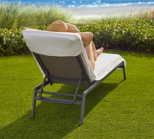 Boca Terry Chaise Lounge Cover - Cotton Terry Cloth Beach Chair Towel - Fitted Beach Towel, White Striped