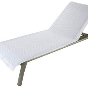 Boca Terry Chaise Lounge Cover - Cotton Terry Cloth Beach Chair Towel - Fitted Beach Towel, White Striped