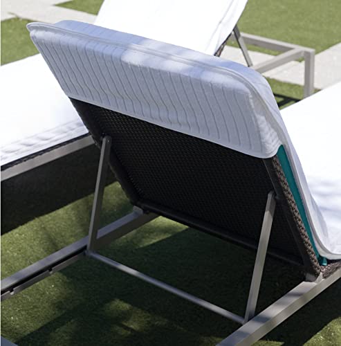 Boca Terry Chaise Lounge Cover - Cotton Terry Cloth Beach Chair Towel - Fitted Beach Towel, White Striped