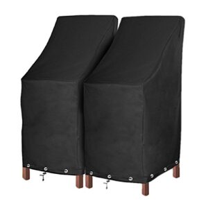 high back patio chair covers waterproof heavy duty stackable outdoor bar stool cover black patio furniture covers outside lounge deep seat covers, lawn chair covers, high back with lock hole-2 pack