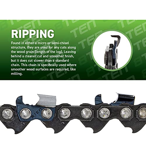 8TEN Ripping Chainsaw Chain 20 Inch .050 3/8 72DL for Husqvarna 455 Rancher 372XP Stihl MS 270 Poulan PP5020AV (2 Pack)