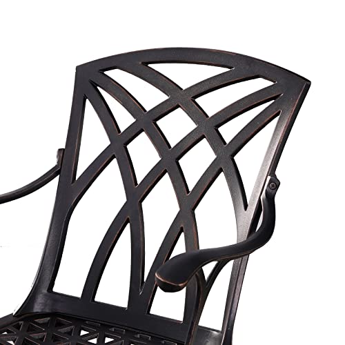 Withniture Cast Aluminum Patio Chairs All Weather Outdoor Dining Chairs Set of 2 with Armrest, Metal Patio Dining Chair for Garden Deck Backyard, Antique Bronze