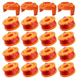 20 pack wa0010 trimmer string compatible with worx weed eater, 0.065″ autofeed replacement spool trimmer line for worx weed eater (16 line spools + 4 cap)