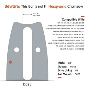 NEO-TEC 36 Inch Chainsaw Guide Bar Chain Combo 3/8 Chain Pitch 0.063 Gauge 114 Drive Links Fit for Stihl MS660 NS892 G660 MS661 MS360 MS361 MS291 MS440 MS441 MS460 MS461 MS391 for Oregon 92cc 120cc