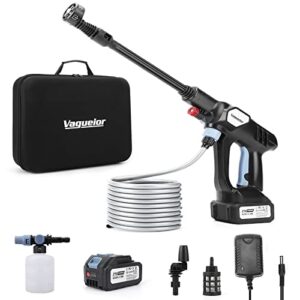 vagueior cordless pressure washer gun, 950psi portable power cleaner,with 21v 4.0ah battery and charging kit, 6-in-1 nozzle, suitable for outdoor cleaning and watering. (black)