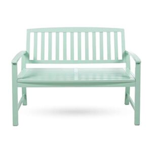 christopher knight home loja outdoor acacia wood bench, light mint
