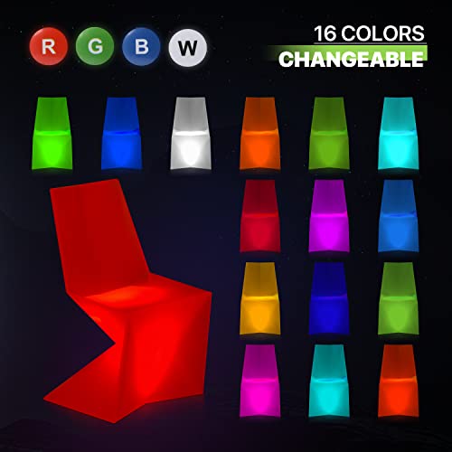 Magshion Color Changing LED Light Up Chair with Backrest Light Up Furniture Dining Chair, Rechargeable Pub Club Lounge Party Seat with Remote