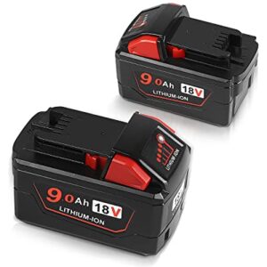 Replacement for Milwaukee M-18 Battery 9.0Ah 2/pk M18 M18b 48-11-1850 48-11-1840 48-11-1815 48-11-1820 48-11-1852 48-11-1828 48-11-1822 Cordless Power Tool