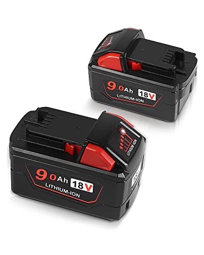 Replacement for Milwaukee M-18 Battery 9.0Ah 2/pk M18 M18b 48-11-1850 48-11-1840 48-11-1815 48-11-1820 48-11-1852 48-11-1828 48-11-1822 Cordless Power Tool