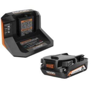 RIDGID 18V Lithium-Ion 2.0 Ah Battery and Charger Starter Kit