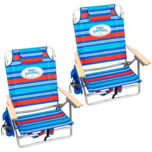 tommy bahama 5 position backpack chair (2 pack), red