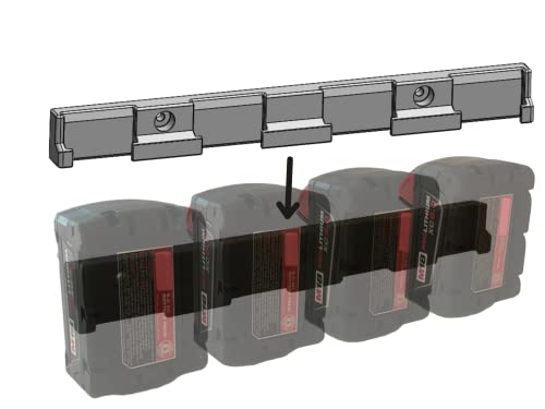 Battery Holder for 4x Milwaukee 18V Batteries | M18 Battery Holder Milwaukee | Battery Storage for Milwaukee 18V | Wall Mount for Milwaukee M18 Batteries