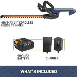 BLUE RIDGE BR8260U Cordless Hedge Trimmer, with Battery and Charger,40V 2.0Ah 24 Inch Blade Length, 3/4-Inch Cutting Thickness, Dual Action Laser Blade