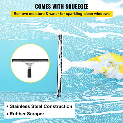 Happybuy Water Fed Pole Kit, 30ft Length Water Fed Brush w/ Squeegee, 9m Water Fed Cleaning System, 3-in-1 Aluminum Outdoor Window Cleaner w/ 33' Hose, Cleaning Tool for Window Glass, Solar Panel