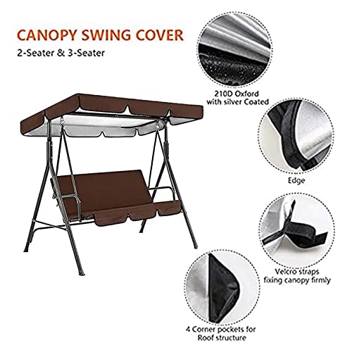 Canopy Swing Top Replacement 2 Seater, Outdoor Glider Canopy, Outdoor Patio Swing Canopy Replacement Top Cover for 2/3-Seater-Swing Chair All Weather Protection Porch Swings