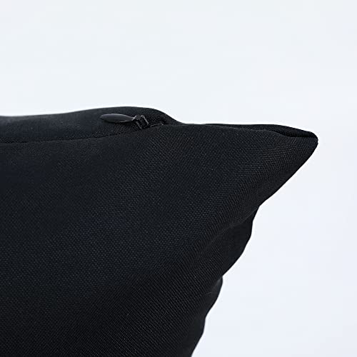 BOYSUM Patio Pillow Cover Outdoor/Indoor Waterproof Lumbar Pillow Covers Set of 2 Black Throw Pillow Case for Furniture Porch, 12x20 Inch(Sit & Stay)