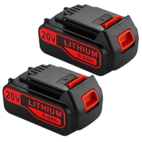 VANON 2Pack Lithium LB2X4020 6.0Ah 20V MAX Replacement for Black and Decker 20V Battery LBXR20 LBXR20-OPE LB20 LBX20 LBX4020 LB2X4020-OPE