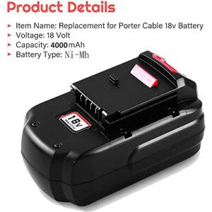 2Packs Upgraded to 4.0Ah High Capacity Ni-Mh PC18B Replacement Battery Compatible with Porter Cable 18V Battery PCC489N PCMVC PCXMVC Cordless Tools