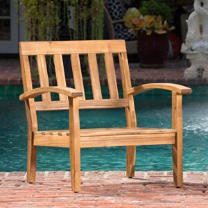 Christopher Knight Home Peyton Outdoor Wooden Club Chairs with Cushions, 2-Pcs Set, Teak Finish / Beige