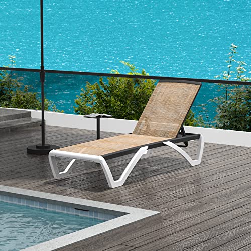 Domi Patio Chaise Lounge - Adjustable Aluminum Outdoor Lounge,Plastic Textilene Pool Lounge Chair for Outside Beach Lawn Poolside