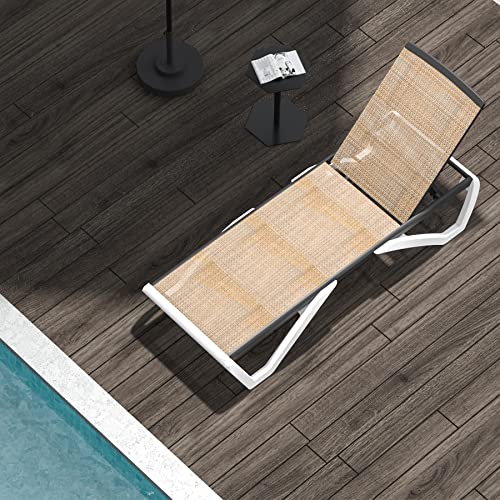 Domi Patio Chaise Lounge - Adjustable Aluminum Outdoor Lounge,Plastic Textilene Pool Lounge Chair for Outside Beach Lawn Poolside