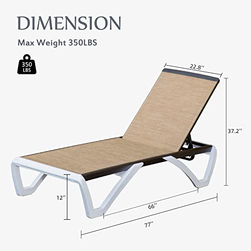 Domi Patio Chaise Lounge - Adjustable Aluminum Outdoor Lounge,Plastic Textilene Pool Lounge Chair for Outside Beach Lawn Poolside