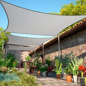 ShadeMart 10' x 16' Grey Sun Shade Sail Rectangle Canopy Fabric Cloth Screen smTAPR1016, Water and Air Permeable & UV Resistant, Heavy Duty, Carport Patio Outdoor - (We Customize Size)