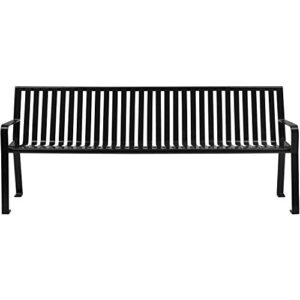 global industrial outdoor steel slat park bench, 6 ft, black