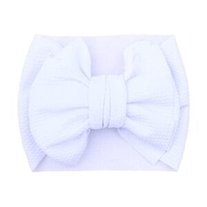 Vereinen Linen Bows for Girls Stretch Infant Headwear 2 PC Girls Headband Hairband Baby Bowknot Kids Hair Accessories Hair Color Ideas (White, One Size)