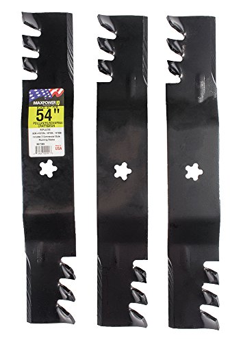 MaxPower 561738XB 3 Blade Commercial Mulching Set for 54" Cut Craftsman, Husqvarna, Poulan s 532187255, 187254, 187255, 187256, Replaces OEM no. 32187255, 532187256, Black