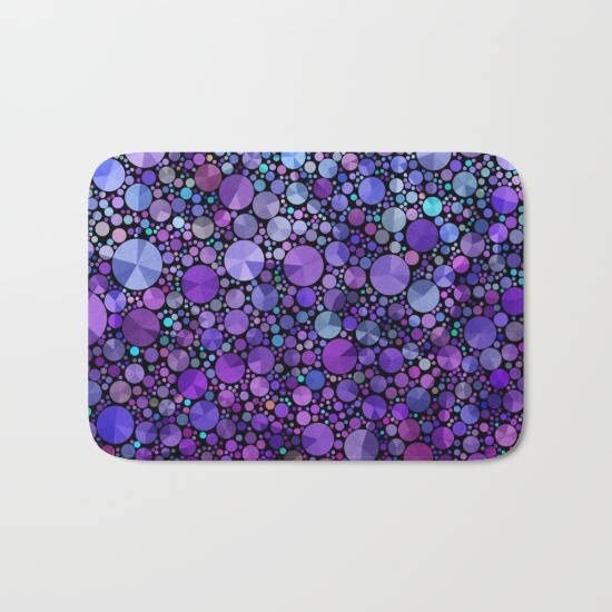 Bath Mat - Purple Mosaic Purple Appetite Teal Colorful Mosaic, Vibrant, Rubber Backed, Plush mat