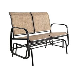 amazon basics outdoor 2-person patio sling glider chair – brown