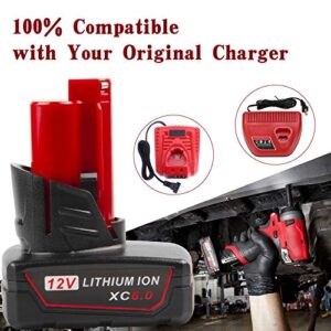 TREE.NB 2Packs M12 12V 6000mAh Lithium Battery Replacement for Milwaukee M12 XC Cordless Power Tools 48-11-2401 48-11-2402 48-11-2440 48-11-2411 C12B C12BX 2207-20 2207-21 2238-20 2456-21 2457-20