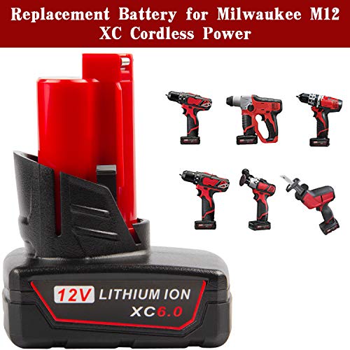 TREE.NB 2Packs M12 12V 6000mAh Lithium Battery Replacement for Milwaukee M12 XC Cordless Power Tools 48-11-2401 48-11-2402 48-11-2440 48-11-2411 C12B C12BX 2207-20 2207-21 2238-20 2456-21 2457-20