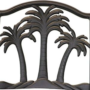 Palm Tree Outdoor Patio Set 4 pc Swivel Bar Stools Dark Bronze Cast Aluminum (30", Sunbrella Sesame)