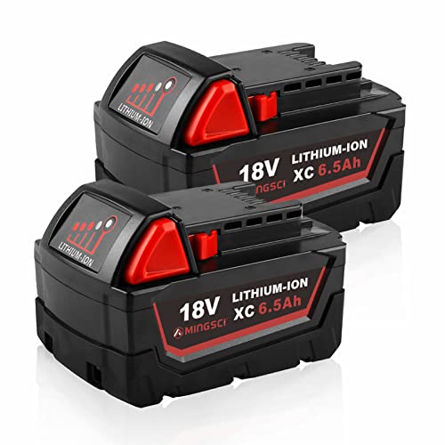 FERRYBOAT 2Pack 6.5Ah M-18 Replacement Battery for Milwaukee M 18 Battery Lithium-ion Batteries XC 48-11-1862 48-11-1860 48-11-1850 48-11-1840 48-11-1828 48-11-1815 Cordless Power Tools