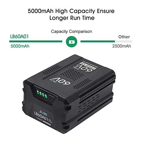 Jialitt 60V 5.0Ah Replacement for Greenworks Pro 60V Battery Max Lithium Ion LB60A00 LB60A01 LB60A02 LB60A03(Not for Kobalt&Powerworks)