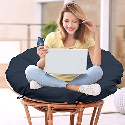 Qaworci Papasan Chair Cushion Cover Only, 55 in Papasan Chair Cushion Cover Water Resistant, Zippered Papasan Chair Covers, Washable Papasan Covers with Straps(Blue)